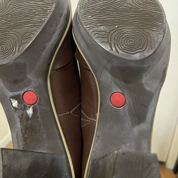 CAMPER Maroon brown Chunky round toe heels size 40 US 10 - Picture 8 of 9